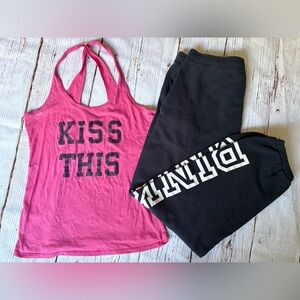 PINK Victoria's Secret Pink Tank and Black Sweatpants Set